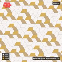 Interlock (Pasco) 41x28 cm · POL-162 · Random Lay Courtyard Cubes, Golden Sand, light base with two-tone cube faces, kerb frame