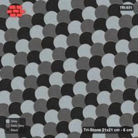 Interlock (Pasco) 21x21 cm · TRI-031 · Tumbling blocks, offset, turned 45 deg, kerb frame