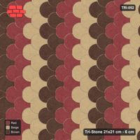 Interlock (Pasco) 21x21 cm · TRI-052 · Tumbling double rows, three-tone, turned 90 deg, kerb frame - Tuscany