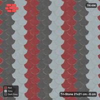 Interlock (Pasco) 21x21 cm · TRI-056 · Tumbling staggered columns, three-tone, turned 180 deg - Urban Brick