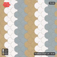 Interlock (Pasco) 21x21 cm · TRI-060 · Broad tumbling rows, turned 90 deg, kerb frame - Coastal