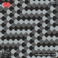 Interlock (Pasco) 21x21 cm · TRI-061 · Chevron tumbling, three-tone, turned 90 deg - Graphite Scale
