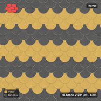 Interlock (Pasco) 21x21 cm · TRI-065 · Triple scale rows, turned 180 deg, kerb frame - Mustard Slate