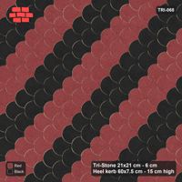 Interlock (Pasco) 21x21 cm · TRI-068 · Broad diagonal stripes A, turned 90 deg, kerb frame - Red & Black