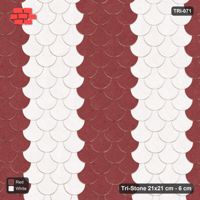 Interlock (Pasco) 21x21 cm · TRI-071 · Broad column stripes, turned 180 deg - Burgundy & Ivory