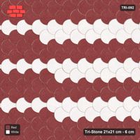 Interlock (Pasco) 21x21 cm · TRI-092 · Triple feature bands, turned 90 deg, kerb frame - Burgundy & Ivory