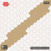 Interlock (Pasco) 21x21 cm · TRI-097 · Counter-diagonal band, turned 180 deg, kerb frame - Ivory & Sand