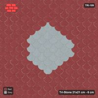 Interlock (Pasco) 21x21 cm · TRI-109 · Central round medallion, turned 180 deg - Brick & Ash