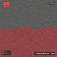 Interlock (Pasco) 21x21 cm · TRI-114 · Two-field split, turned 45 deg - Rust & Charcoal