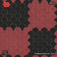 Interlock (Pasco) 21x21 cm · TRI-115 · Four-square quarters, kerb frame - Red & Black