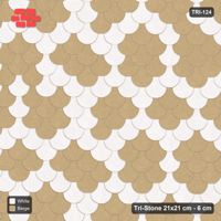 Interlock (Pasco) 21x21 cm · TRI-124 · Fine rosette scatter, turned 180 deg - Ivory & Sand