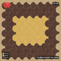 Interlock (Pasco) 21x21 cm · TRI-128 · Border with square medallion, turned 90 deg, kerb frame - Harvest Gold