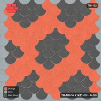 Interlock (Pasco) 21x21 cm · TRI-132 · Bordered rosette scatter, turned 180 deg, kerb frame - Sunset Slate