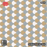 Interlock (Pasco) 21x21 cm · TRI-135 · Tumbling rows, three-tone, turned 90 deg, kerb frame - Coastal