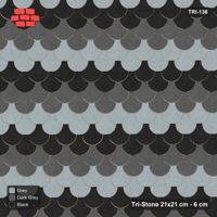 Interlock (Pasco) 21x21 cm · TRI-136 · Tumbling double rows, three-tone, turned 180 deg, kerb frame - Graphite Scale