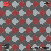 Interlock (Pasco) 21x21 cm · TRI-141 · Cube dice, three-tone, turned 90 deg, kerb frame - Urban Brick