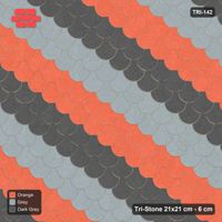 Interlock (Pasco) 21x21 cm · TRI-142 · Wide tumbling diagonals A, turned 180 deg - Sunset Slate