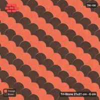 Interlock (Pasco) 21x21 cm · TRI-150 · Two-tone diagonal steps A, kerb frame - Burnt Clay