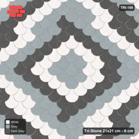 Interlock (Pasco) 21x21 cm · TRI-188 · Graded diamond rings, three-tone, turned 180 deg, kerb frame - Monochrome