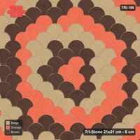 Interlock (Pasco) 21x21 cm · TRI-190 · Graded circles, three-tone, kerb frame - Autumn