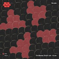 Interlock (Pasco) 21x21 cm · TRI-205 · Radial sunburst, turned 45 deg, kerb frame - Red & Black