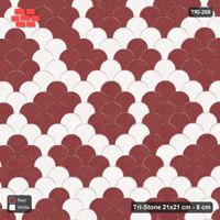 Interlock (Pasco) 21x21 cm · TRI-208 · Fine rosette scatter, kerb frame - Burgundy & Ivory