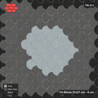 Interlock (Pasco) 21x21 cm · TRI-211 · Border with round medallion, turned 90 deg, kerb frame - Graphite Scale