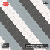 Interlock (Pasco) 21x21 cm · TRI-224 · Wide tumbling diagonals B, turned 90 deg, kerb frame - Monochrome