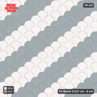 Interlock (Pasco) 21x21 cm · TRI-229 · Broad diagonal stripes B, kerb frame - Salt & Pepper