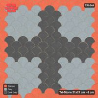 Interlock (Pasco) 21x21 cm · TRI-244 · Border with central cross, kerb frame - Sunset Slate