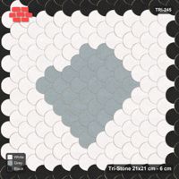 Interlock (Pasco) 21x21 cm · TRI-245 · Border with diamond medallion, turned 90 deg, kerb frame - Tuxedo