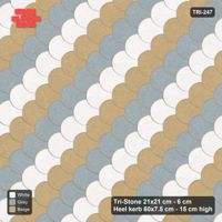 Interlock (Pasco) 21x21 cm · TRI-247 · Tumbling diagonals A, three-tone, turned 90 deg, kerb frame - Coastal